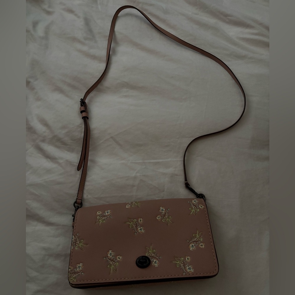 Coach pink flower crossbody bag